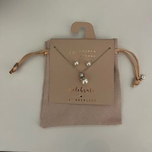 LC Lauren Conrad Celebrate Silver Pearl Necklace and Earring Set